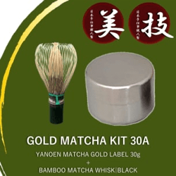 Gold Matcha Kit 30A | Yanoen Matcha Gold Label 30g+Bamboo Matcha Whisk/Black