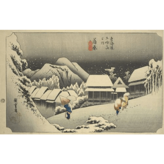 歌川広重「東海道五十三次」蒲原（夜之雪）