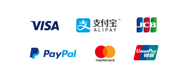 PayPal、クレジットカード、Alipayで買える！