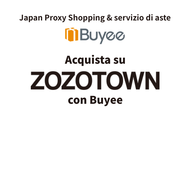 Japan Proxy Shopping & servizio di aste「Buyee」. Acquista su ZOZOTOWN con Buyee. ZOZOTOWN è il più grande negozio online di moda in Giappone. Puoi facilmente fare acquisti su ZOZOTOWN solo registrandoti a Buyee.