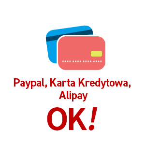 Płać za pomocą Paypal, Karty Kredytowej lub Alipay!