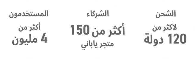 
            
              أكثر من 4 ملايين مستخدم
            
              شراكة مع أكثر من 150 متجر ياباني
            
              شحن إلى أكثر من 120 دولة
            
