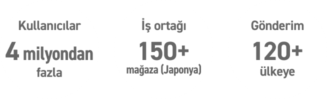 
            
              4 milyondan fazla kullanıcı
            
              Japonya'da 150'den fazla mağaza ile iş birliği
            
              120'den fazla ülkeye gönderim.
            